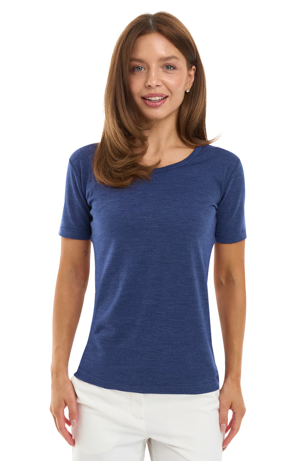 Camiseta de Merino para mujer 180 Chicago Blues | Escote Redondo