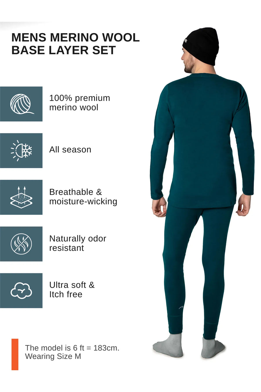 Men's Deep Teal Set + Black Beanie — view 4