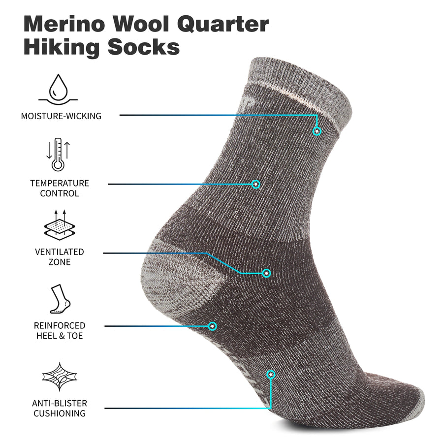 Merino Wool Running Socks, 2 pack, Brown Grey — view 3