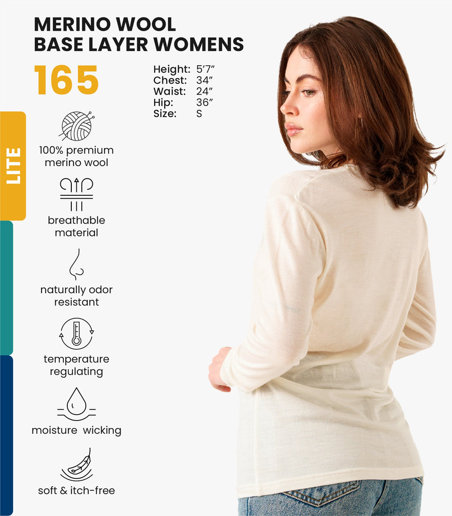 Camiseta de manga larga Merino para mujer 165 Crudo