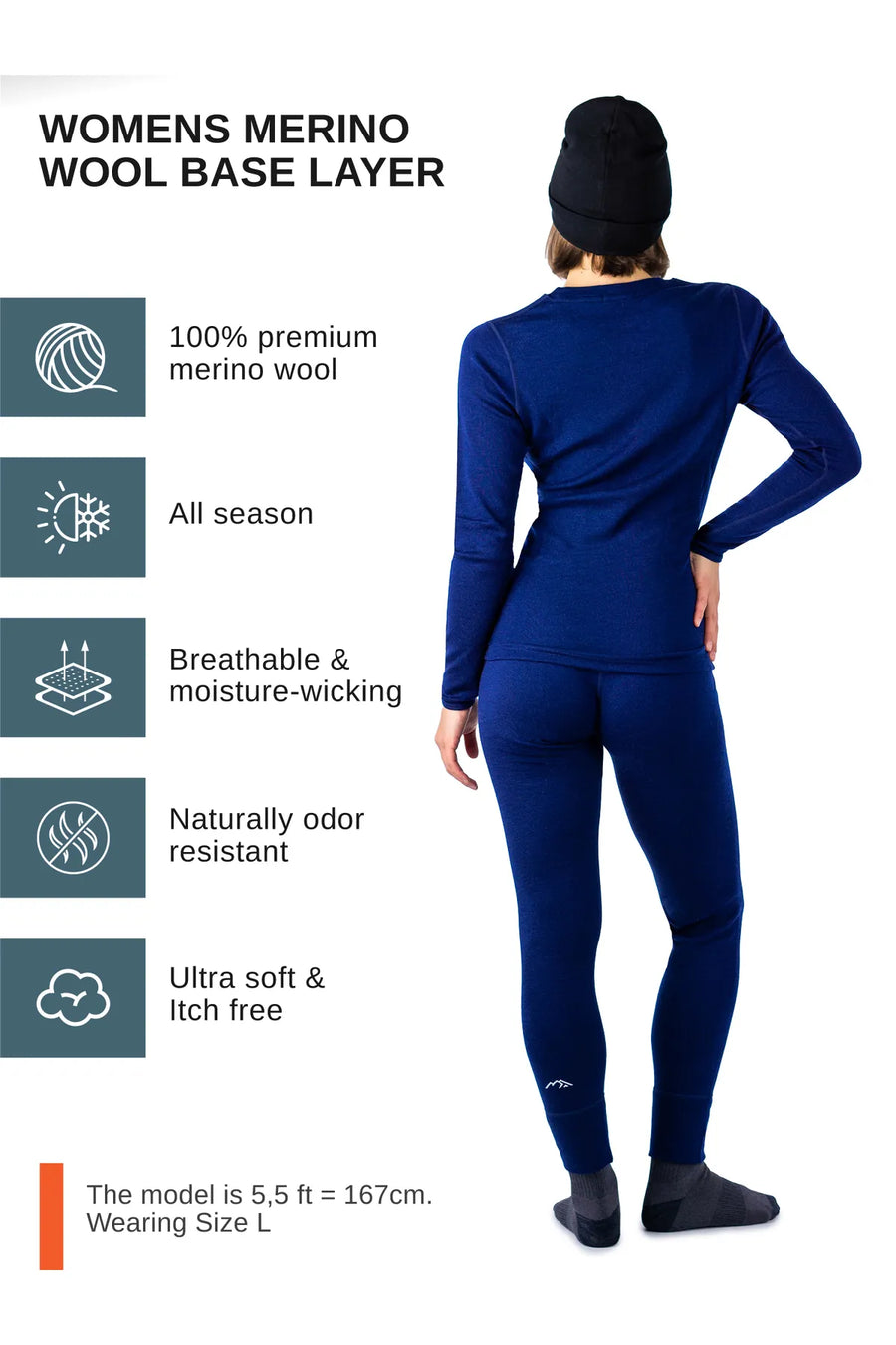 Women's Navy Set + Black Beanie — view 4