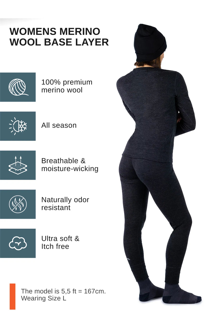 Women's Charcoal Grey Set + Black Beanie — view 4