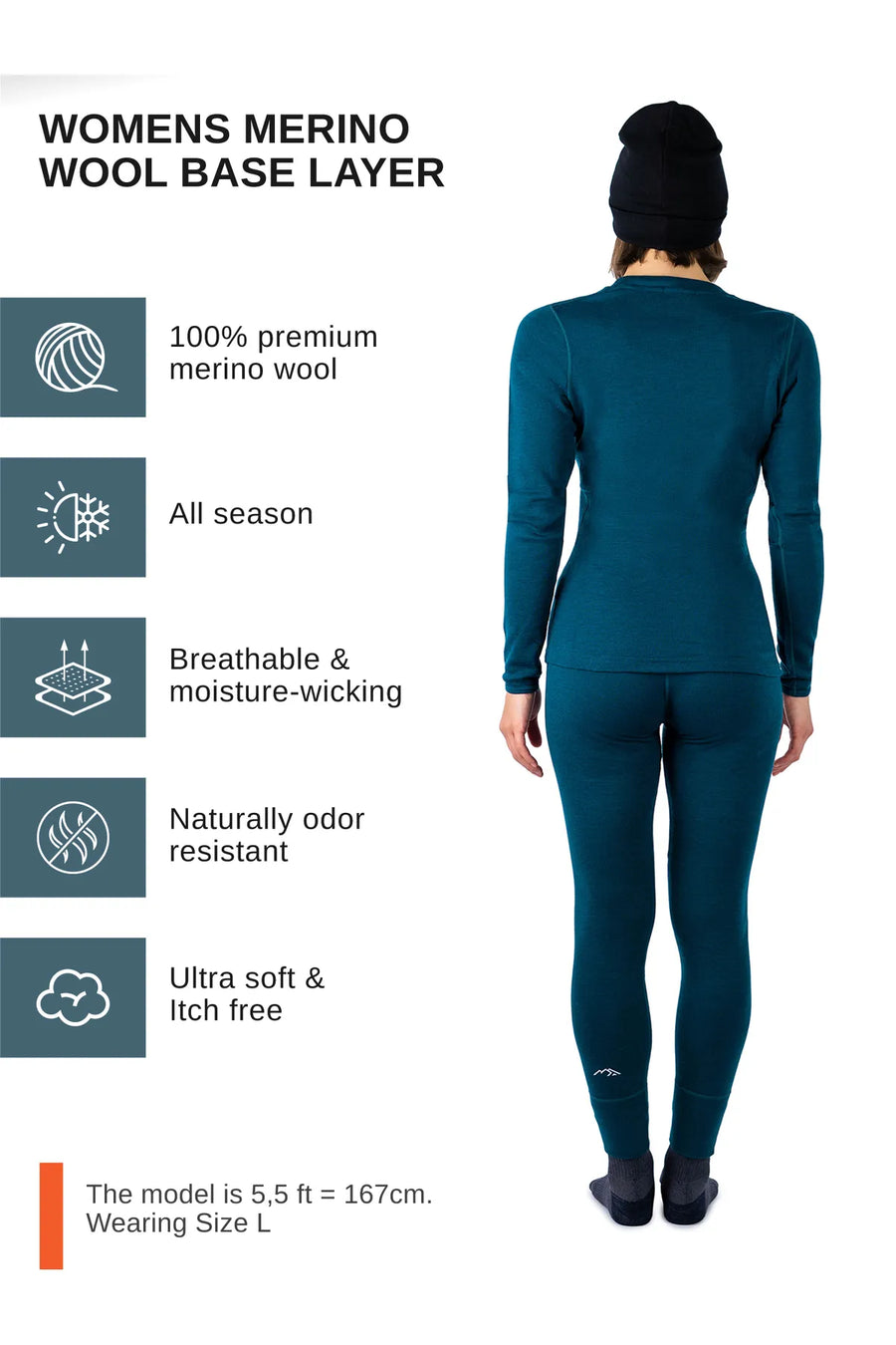 Women's Deep Teal Set + Black Beanie — view 5