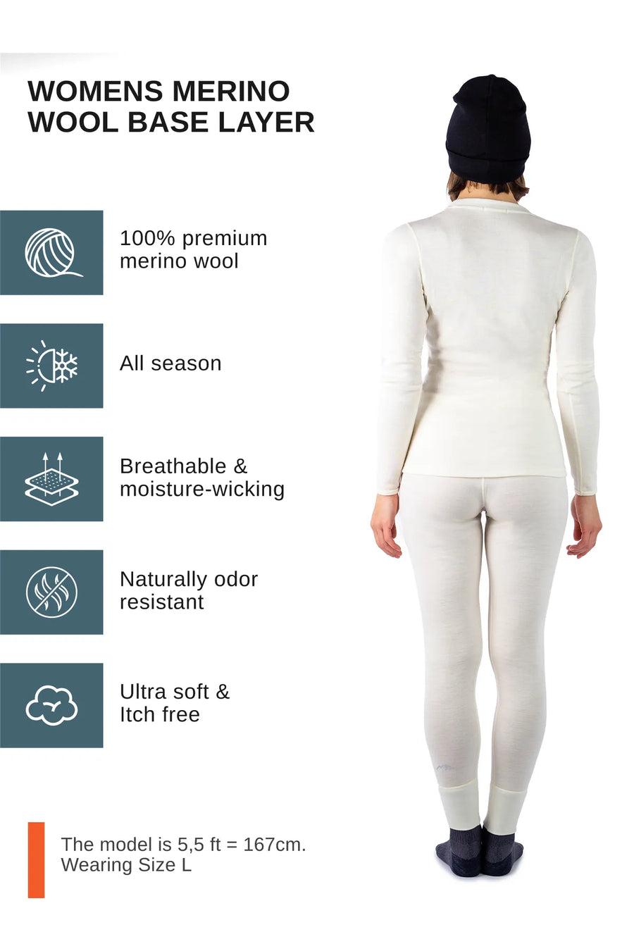 Women's Natural Merinos Set + Black Beanie — view 4