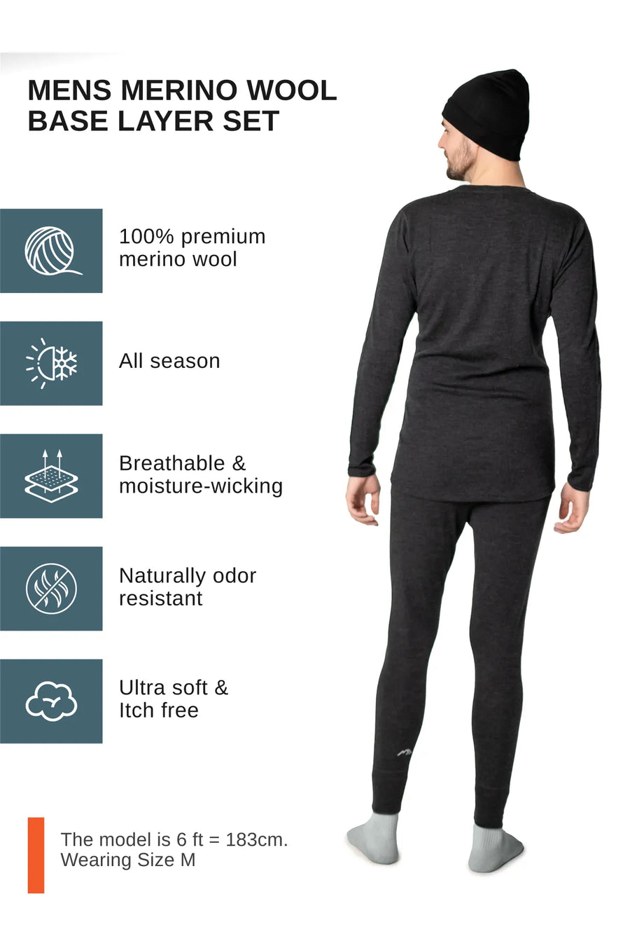 Men's Charcoal Grey Set + Black Beanie — view 4