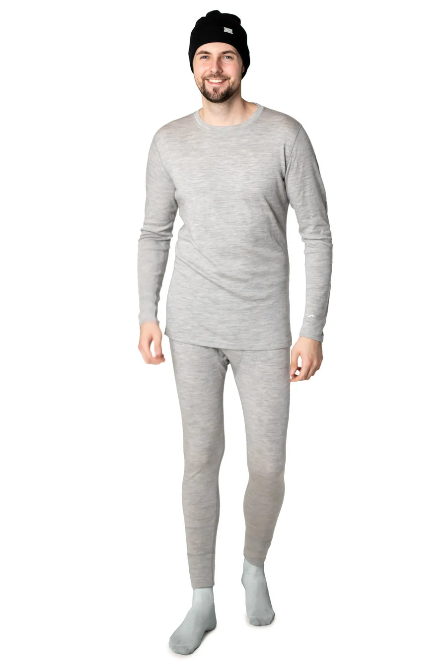 Men's Heather Grey Set + Black Beanie — view 3