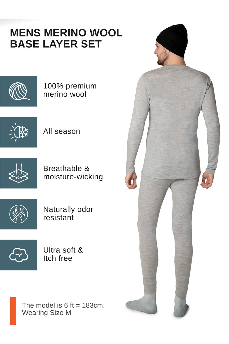 Men's Heather Grey Set + Black Beanie — view 4