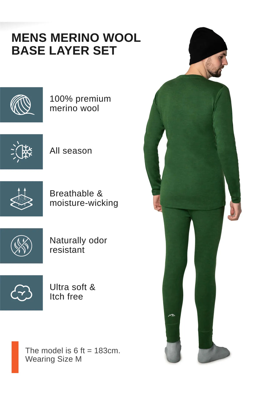 Men's Olive Set + Black Beanie — view 4