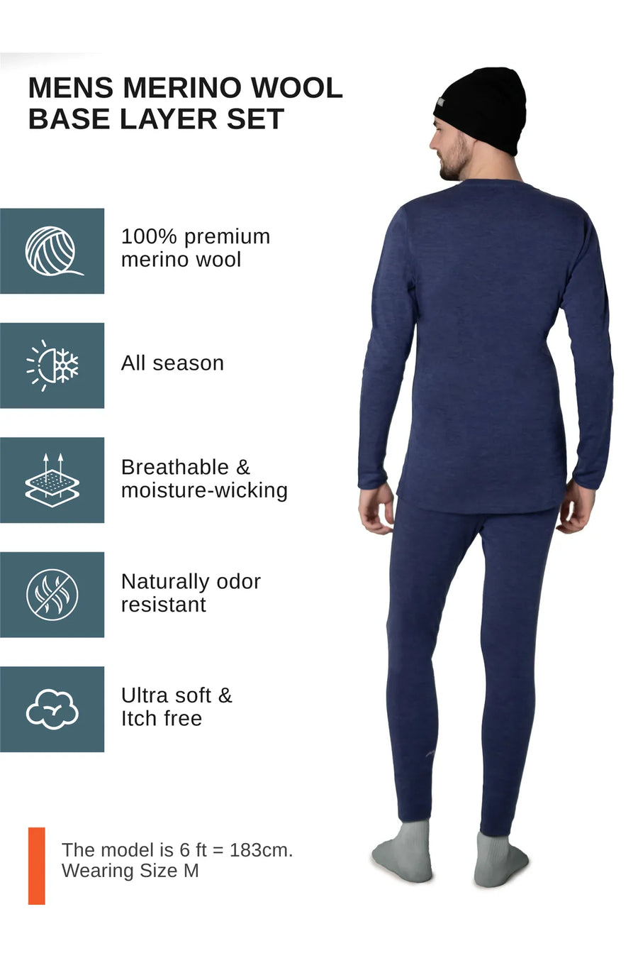 Men's Windsor Blue Set + Black Beanie — view 4
