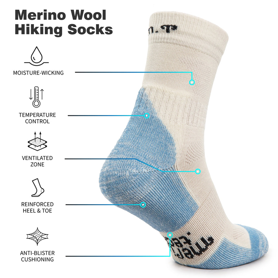 Merino Wool Hiking Socks, 3 pack, Santorini — view 4