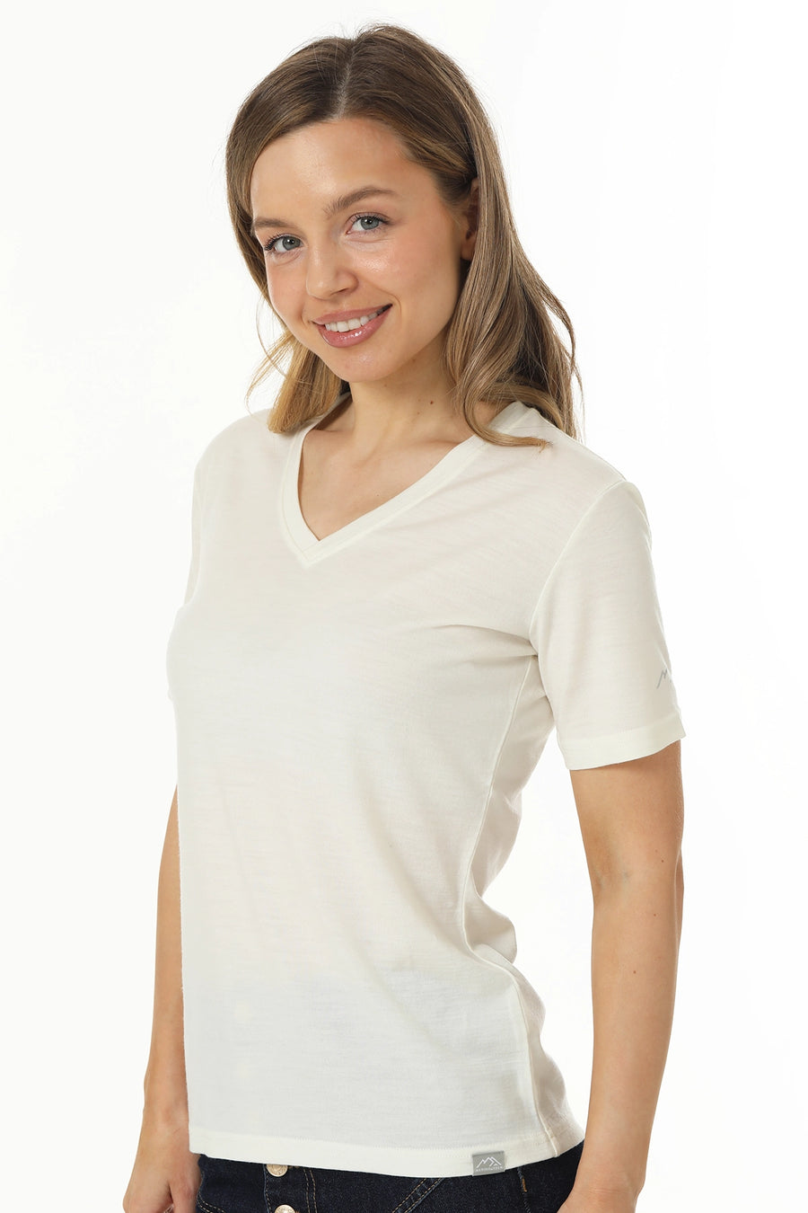 Women's Merino T-shirt 180 Creamy White V-Neck — view 4