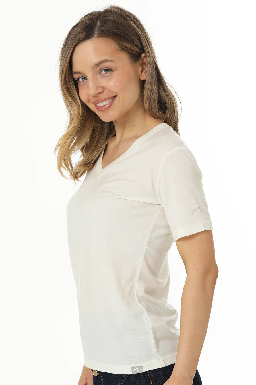 Women's Merino T-shirt 180 Creamy White V-Neck — view 5