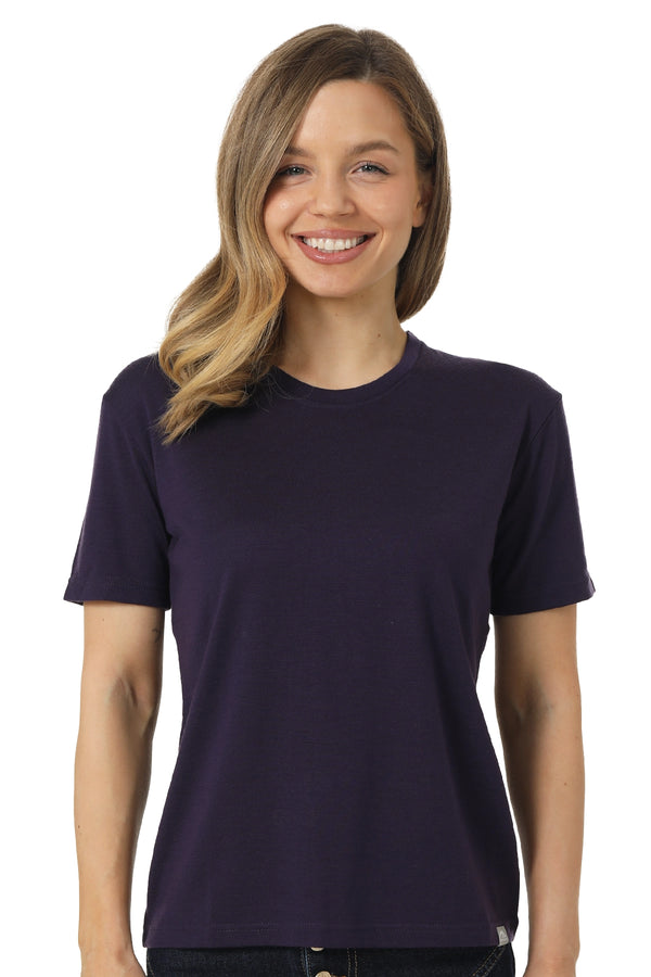 Women's Merino T-shirt 180 Dark Purple Crewneck