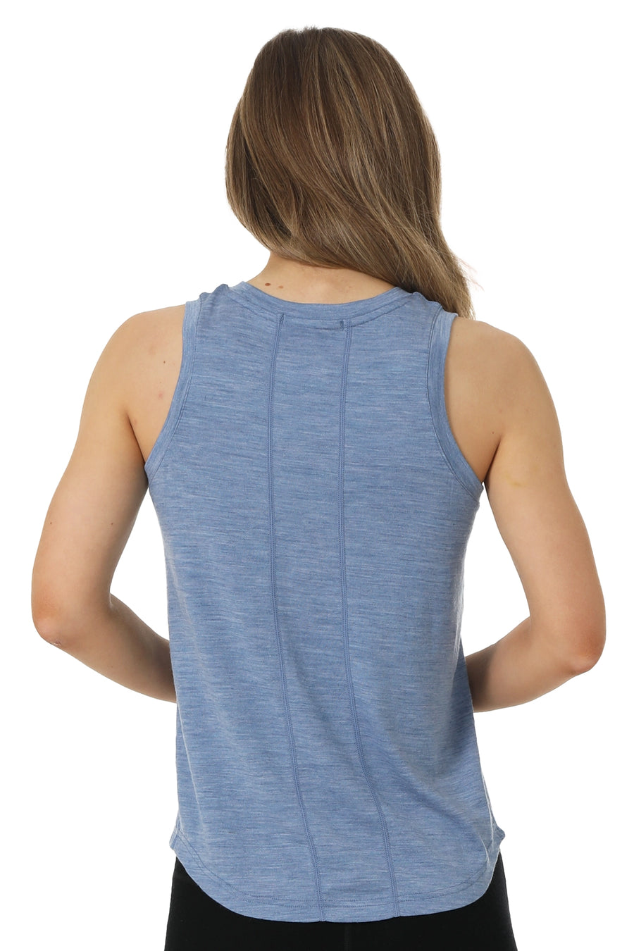 Women's Merino Wool Highneck Tank Top Deep Blue — view 2