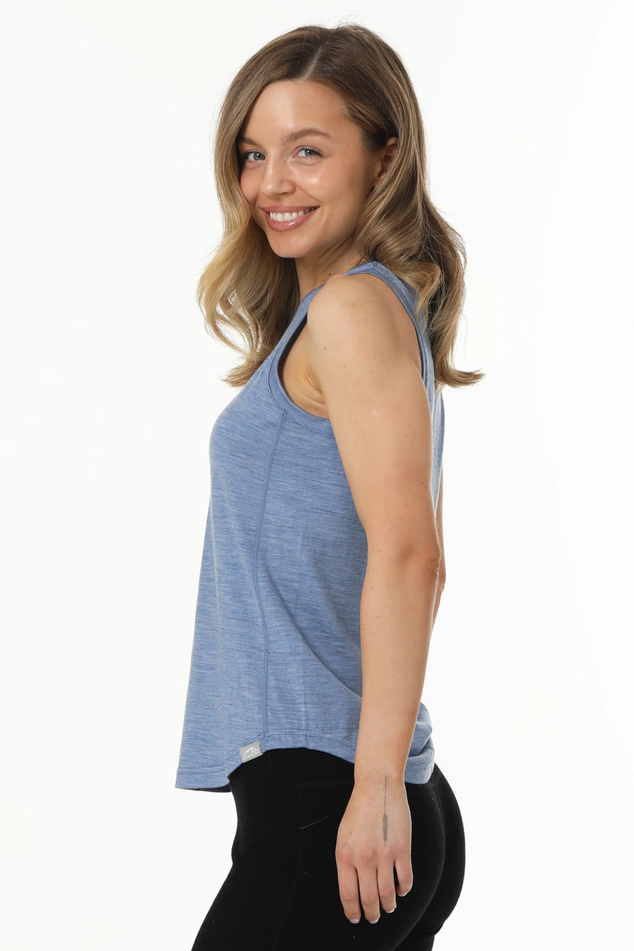 Women's Merino Wool Highneck Tank Top Deep Blue — view 5