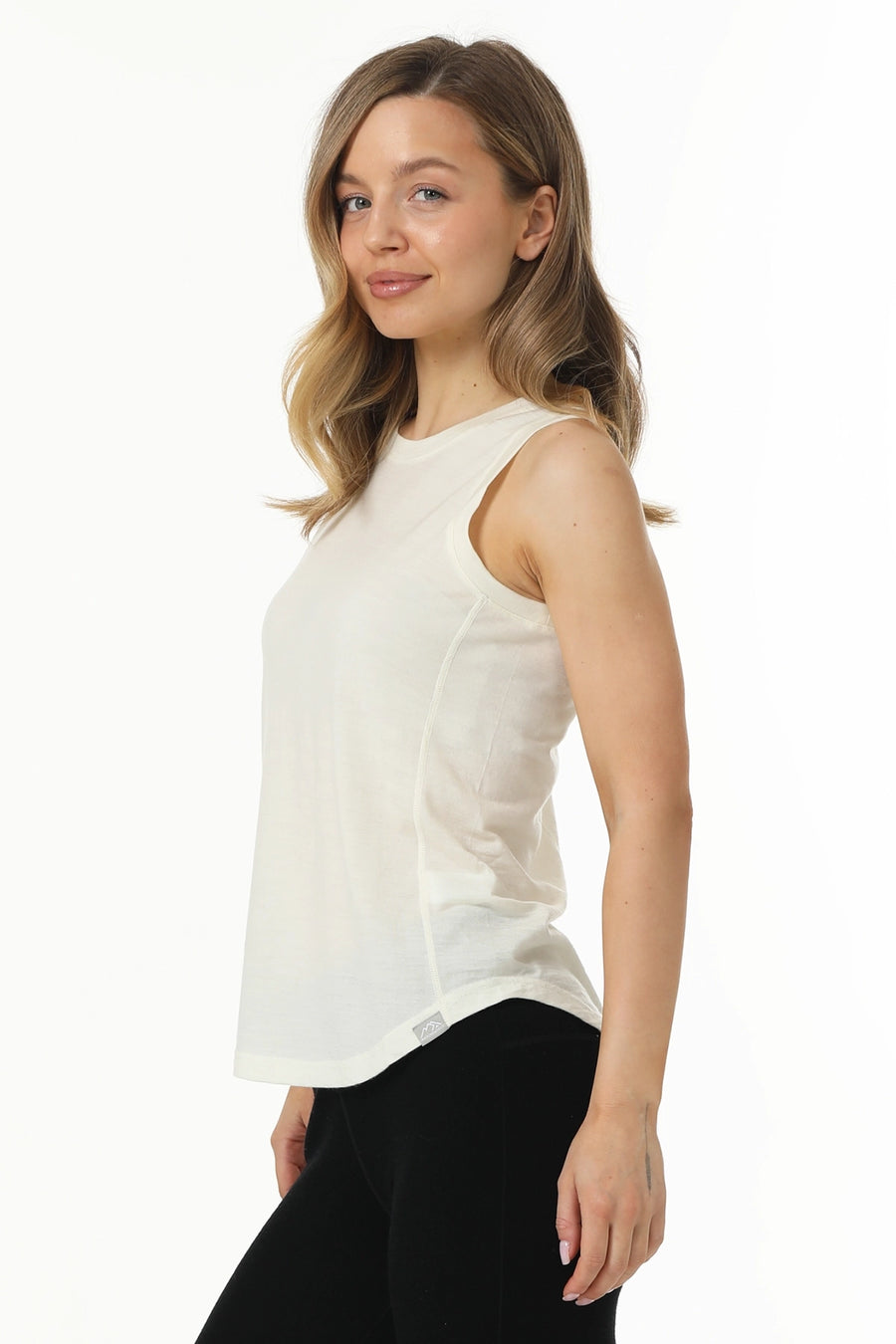 Women's Merino Wool Highneck Tank Top Off White — view 4