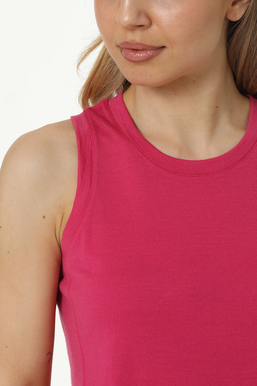 Women's Merino Wool Highneck Tank Top Purple — view 5