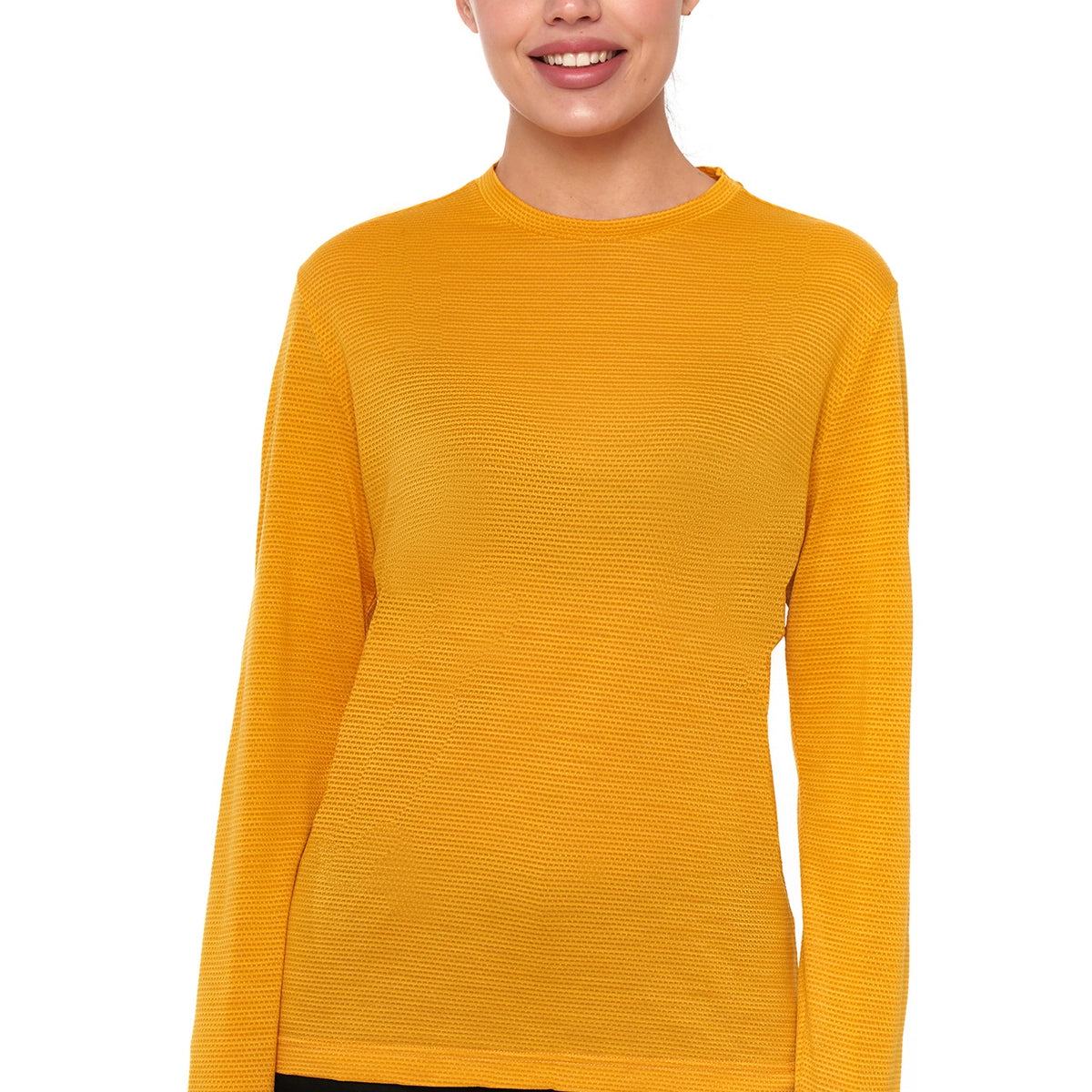 Merino Wool Long Sleeve (Yellow Weaved) Thermal Base Layer Underwear ...