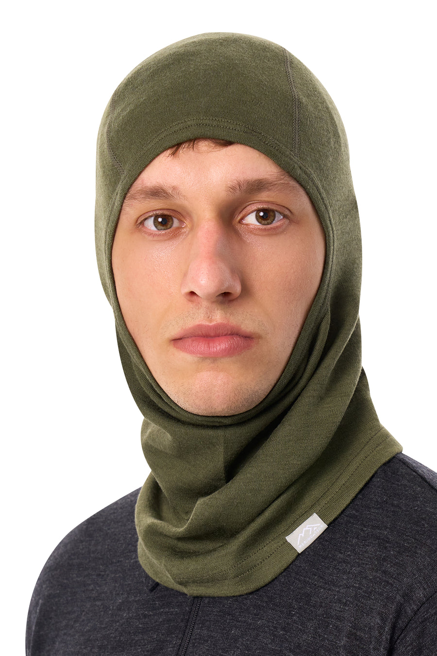 Merino Wool Balaclava Dark Olive — view 3