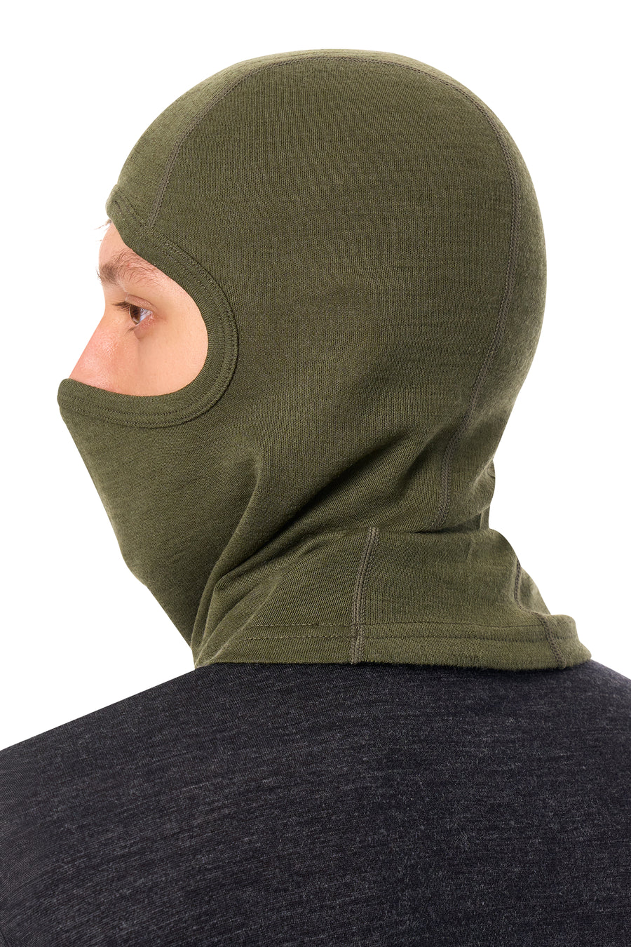 Merino Wool Balaclava Dark Olive — view 4