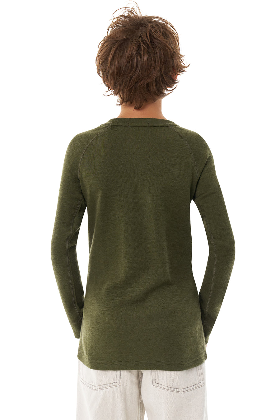 Kids' Merino Wool Long Sleeve 250 Dark Olive — view 6
