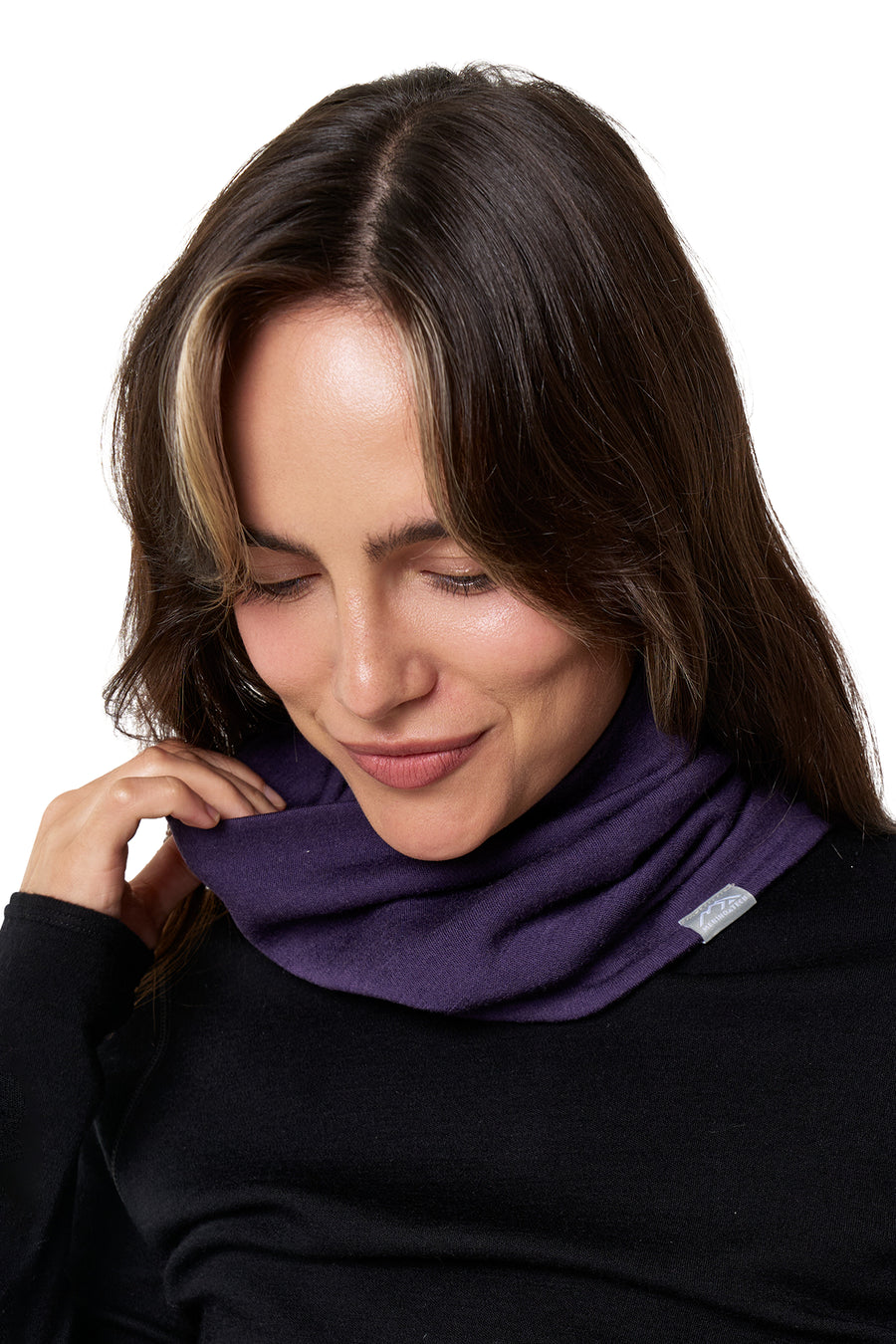 Merino Double-Layer Neck Gaiter Dark Purple — view 3