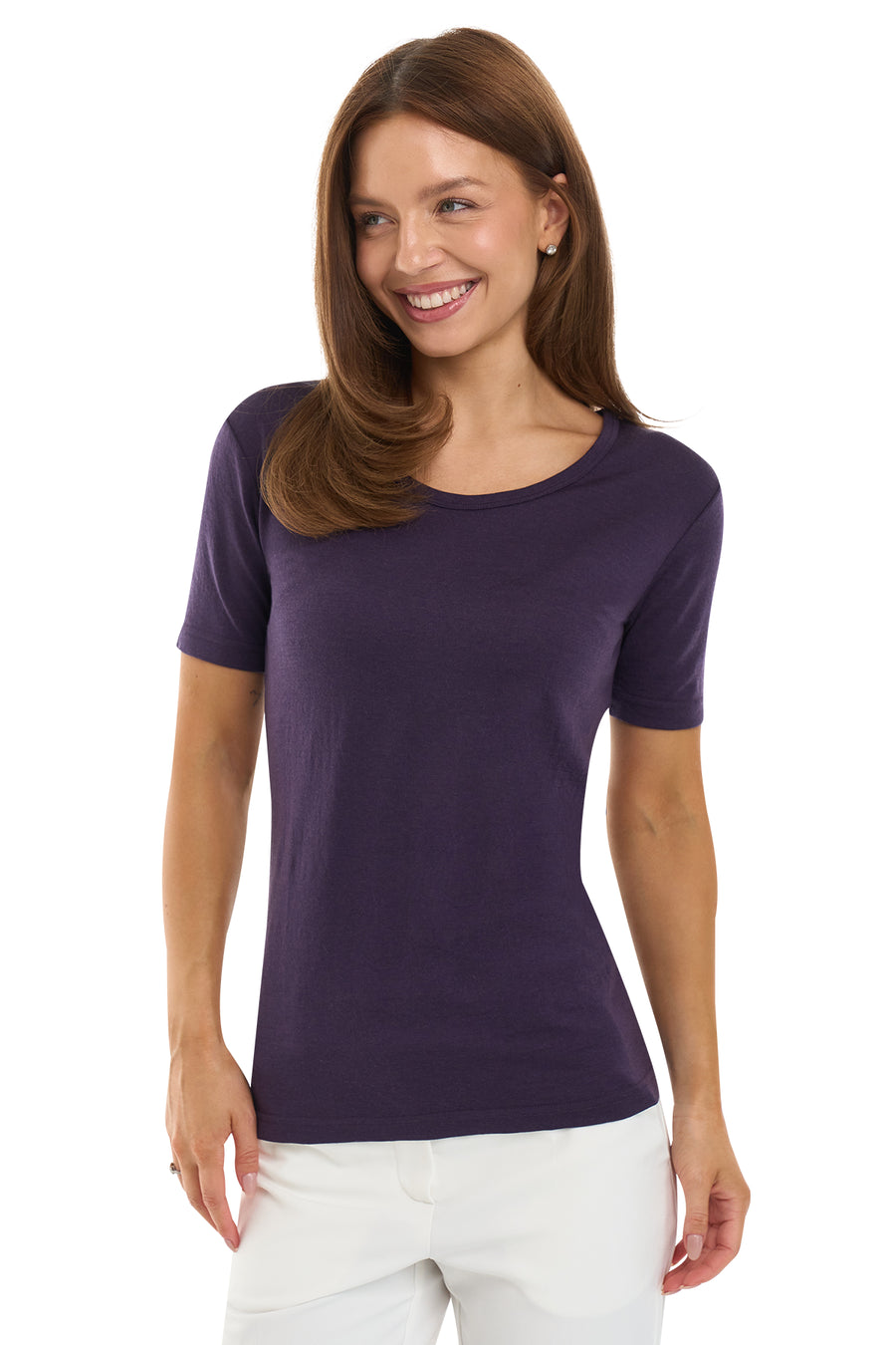Women's Merino T-shirt 180 Dark Purple | Scoop Neck