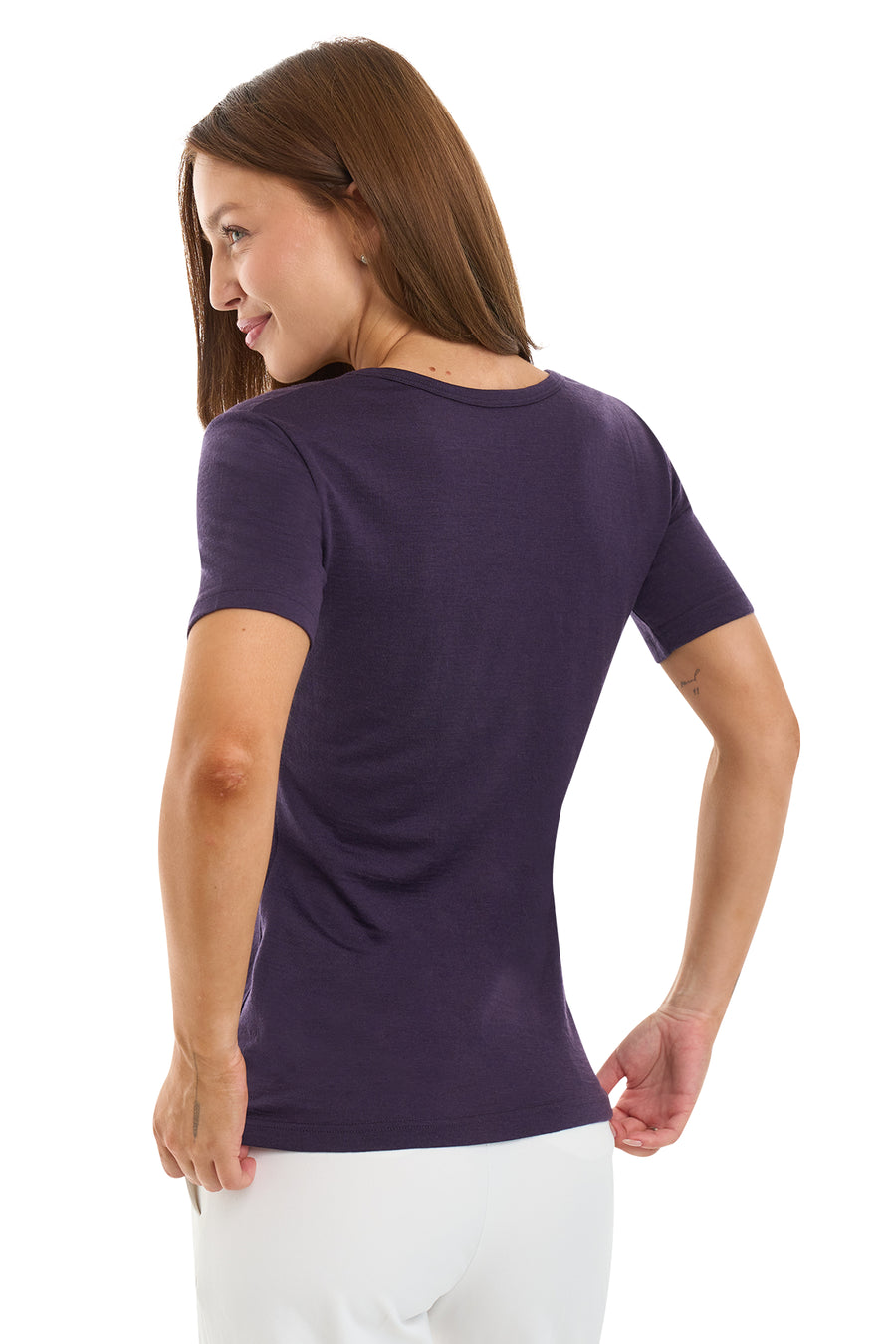 Women's Merino T-shirt 180 Dark Purple | Scoop Neck