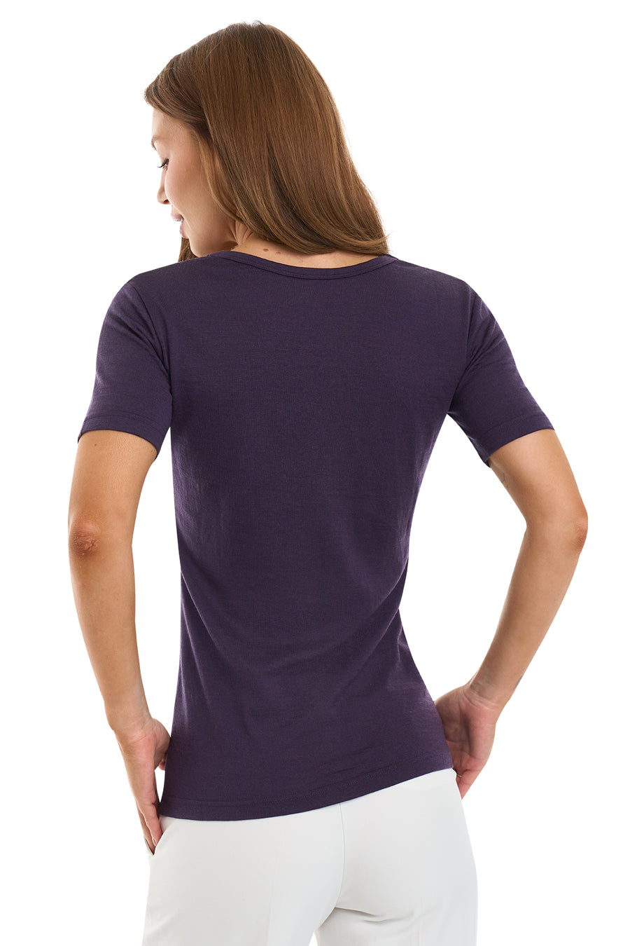 Women's Merino T-shirt 180 Dark Purple | Scoop Neck