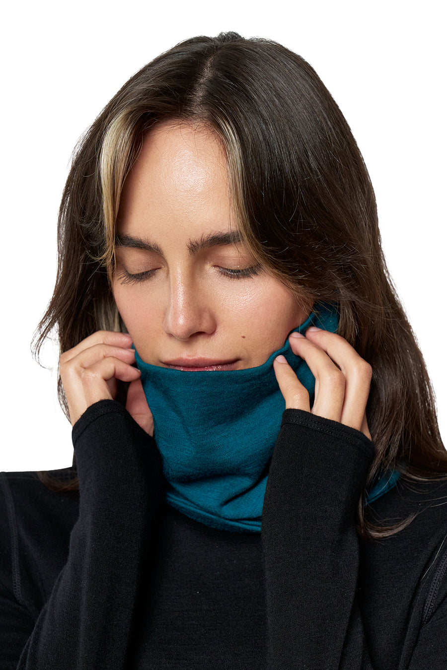 Merino Double-Layer Neck Gaiter Deep Teal — view 2