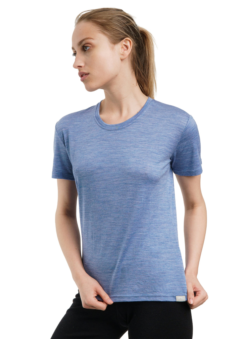Women's Merino T-shirt 180 Deep Blue Crewneck with socks — view 2