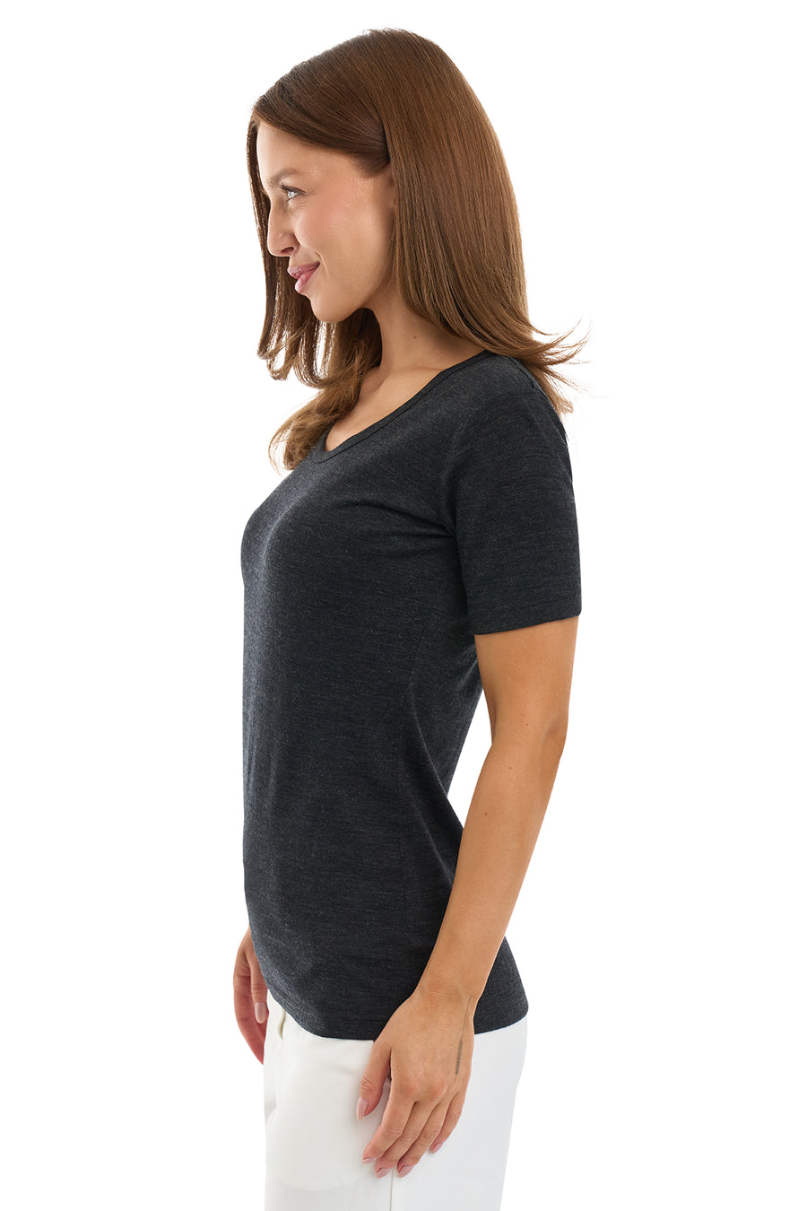 Camiseta Merino para mujer 180 Gris Ébano | Escote redondo