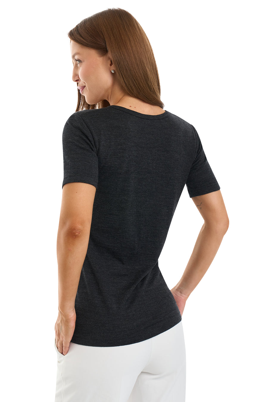 Camiseta Merino para mujer 180 Gris Ébano | Escote redondo