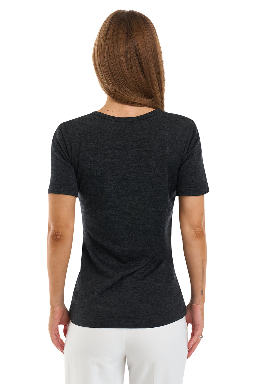 Camiseta Merino para mujer 180 Gris Ébano | Escote redondo