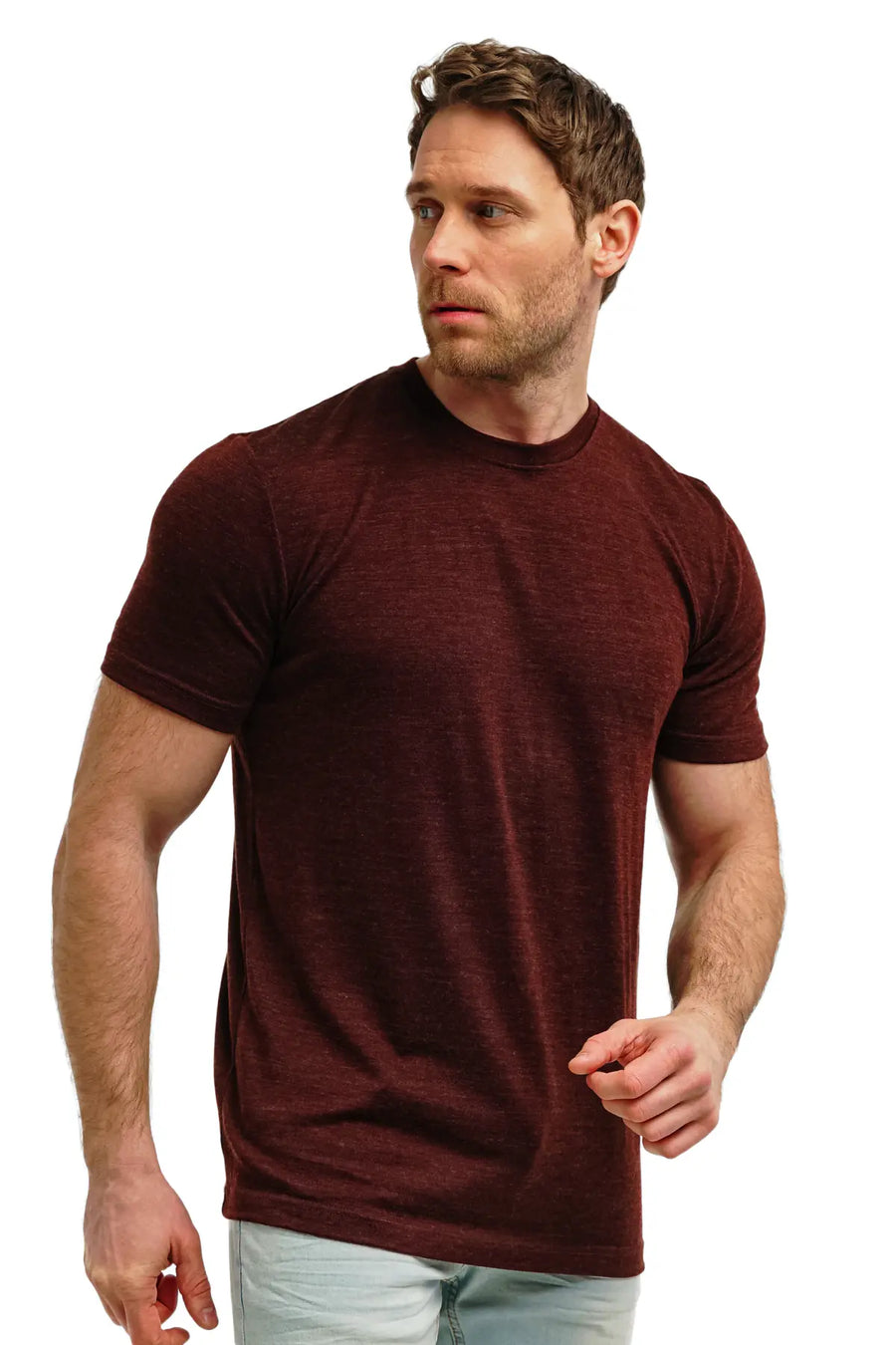 Men's Merino T-shirt 180 Bordo Melange — view 3
