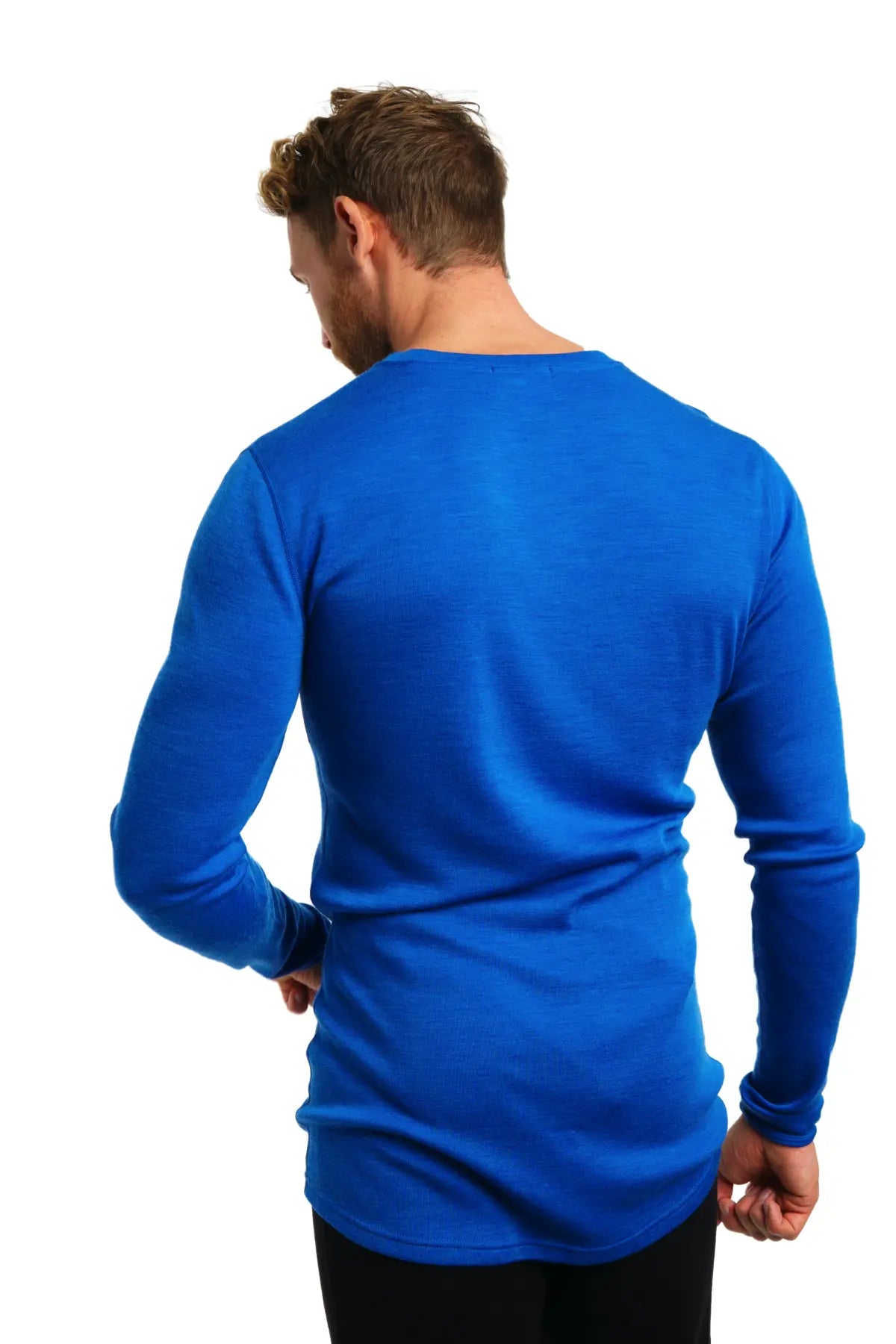 ★CAYL★ MERINO BLEND LONG SLEEVE (Blue) Cobalt Blue Midweight Merino Long Sleeve Shirts for Men