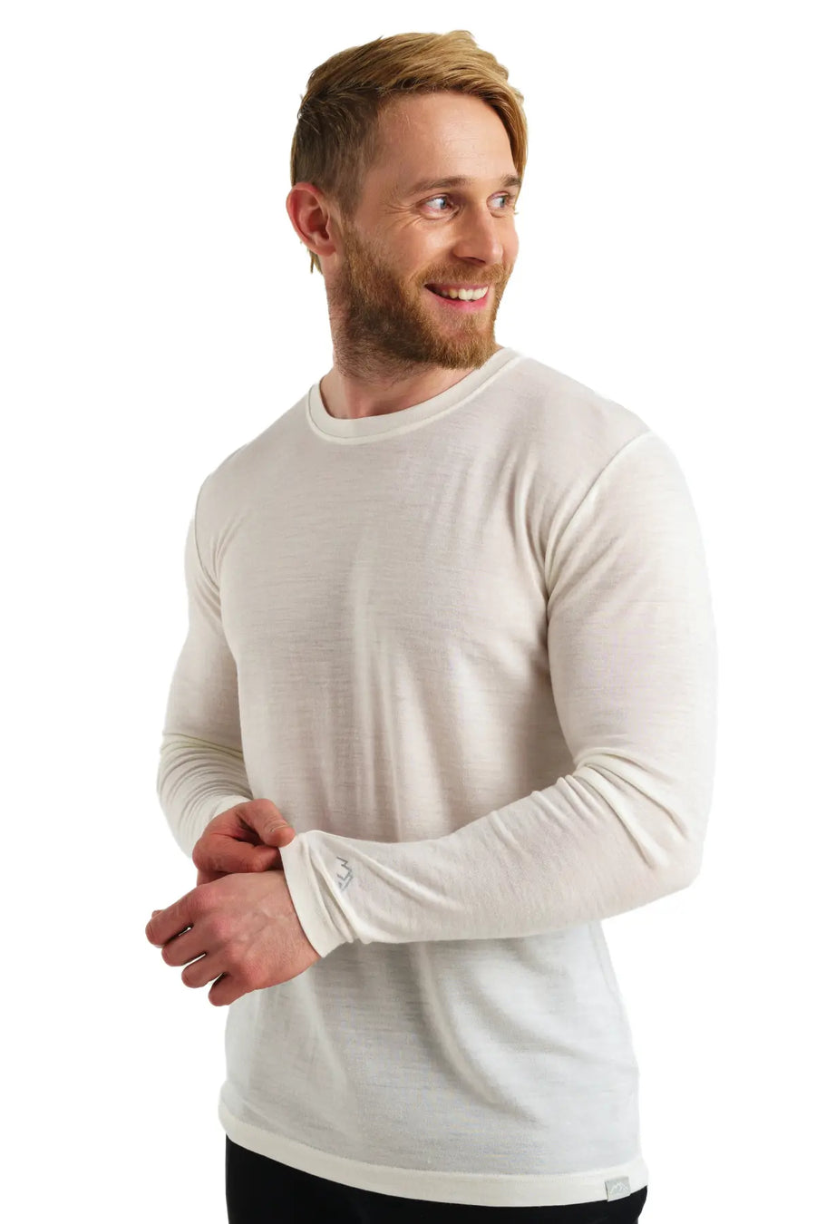 Camiseta térmica merino de manga larga para hombre 165, blanco nieve