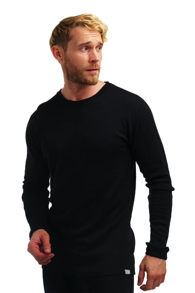 トップス ONC MERINO LONG SLEEVE SHIRTS BLACK 4 Black Midweight Merino Long Sleeve Shirts for Men | Durable
