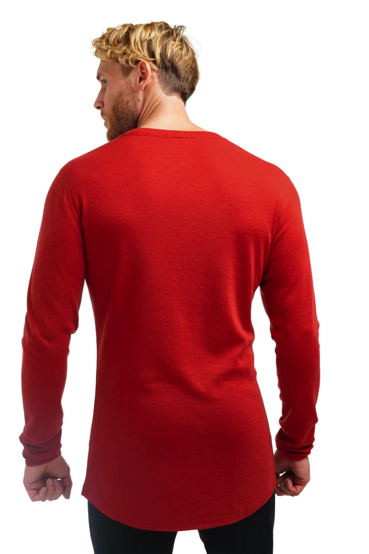 国内最安値! Cherry Red Men for Shirts Sleeve Long Merino Midweight Clothing