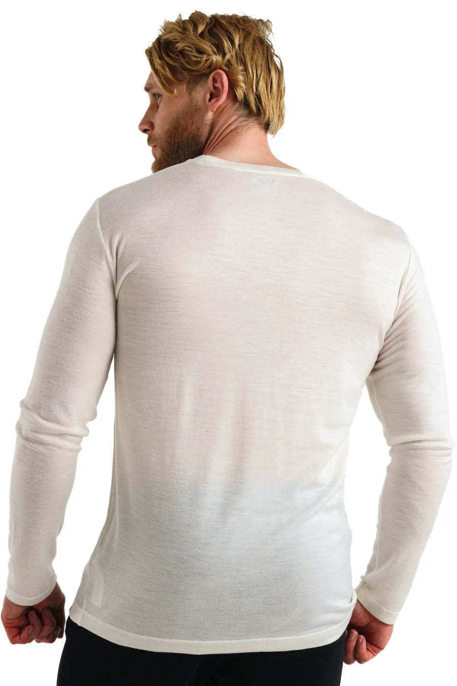 Camiseta térmica merino de manga larga para hombre 165, blanco nieve