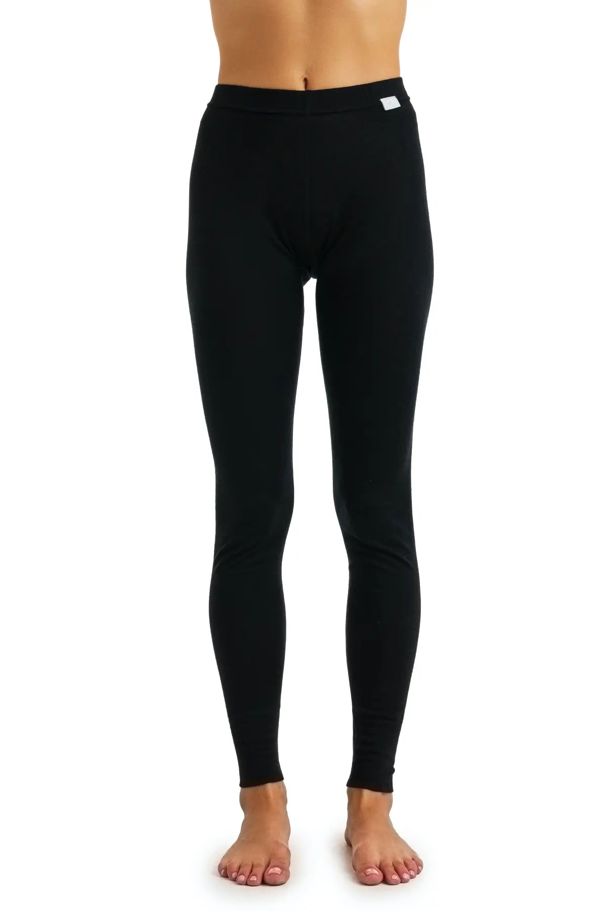 Women's Merino Wool Pants - Black Lightweight Leggings Base Layer