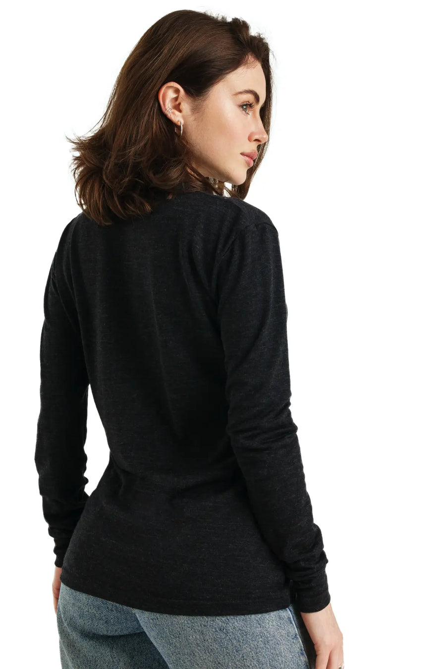 Women's Merino Long Sleeve 165 Heathered Black — view 3