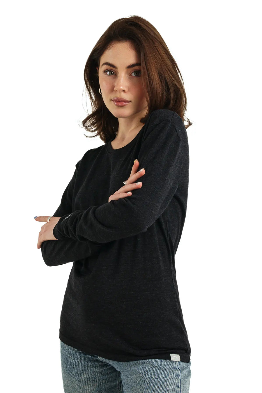 Women's Merino Long Sleeve 165 Heathered Black — view 2