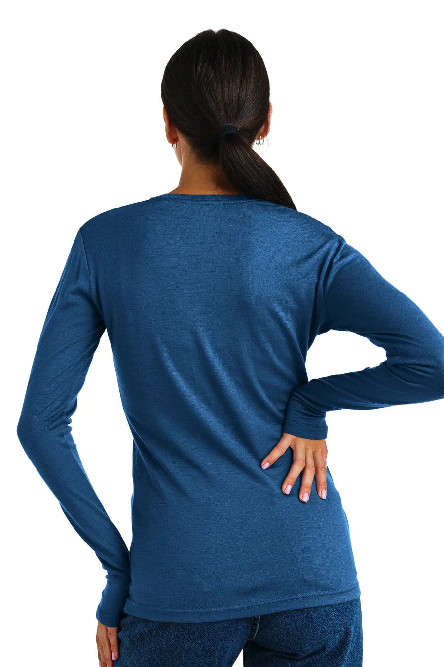 Women's Merino Long Sleeve 165 Denim Blue — view 3