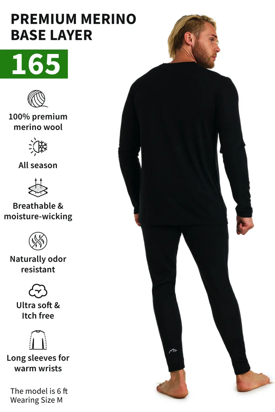 Men's Merino Thermal Set 165 Black — view 4