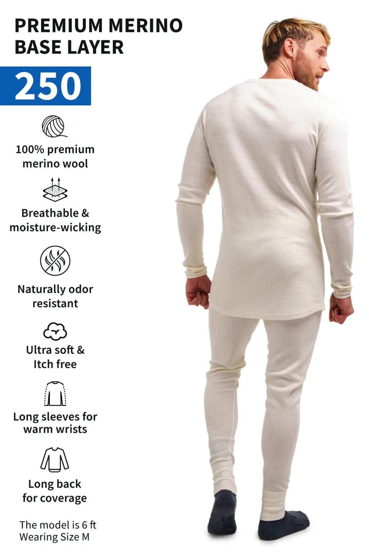  Mens 100% Merino Wool Underwear Base Layer