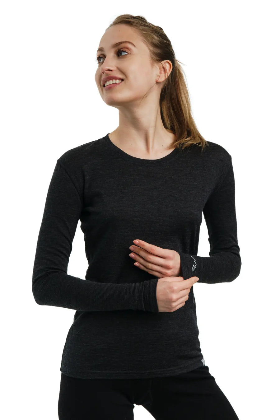 Women's Merino Long Sleeve 165 Charcoal — view 2