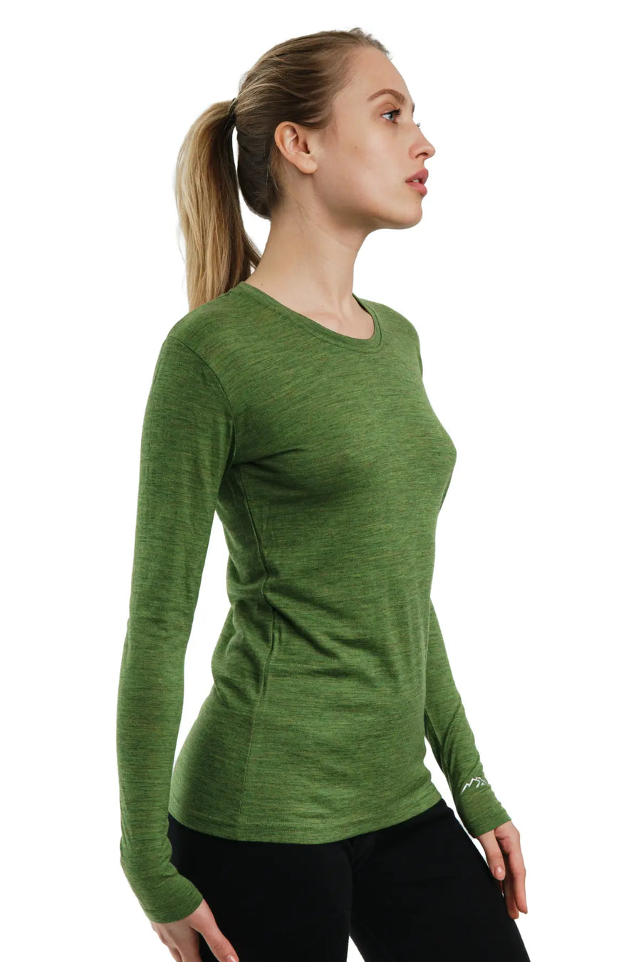 Women's Merino Long Sleeve 165 Green Olive — view 2