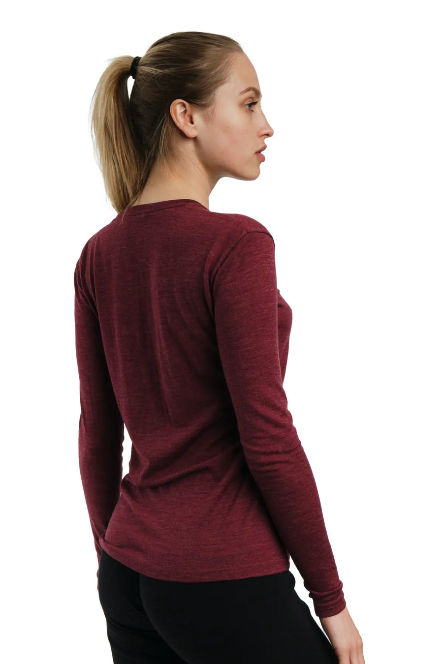 Women's Merino Long Sleeve 165 Burgundy — view 3