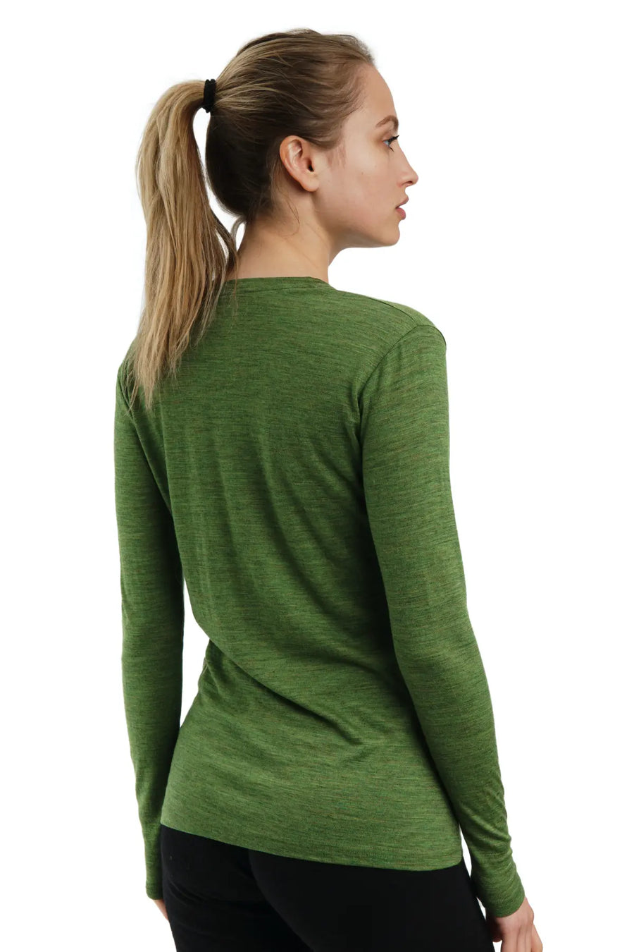 Women's Merino Long Sleeve 165 Green Olive — view 3